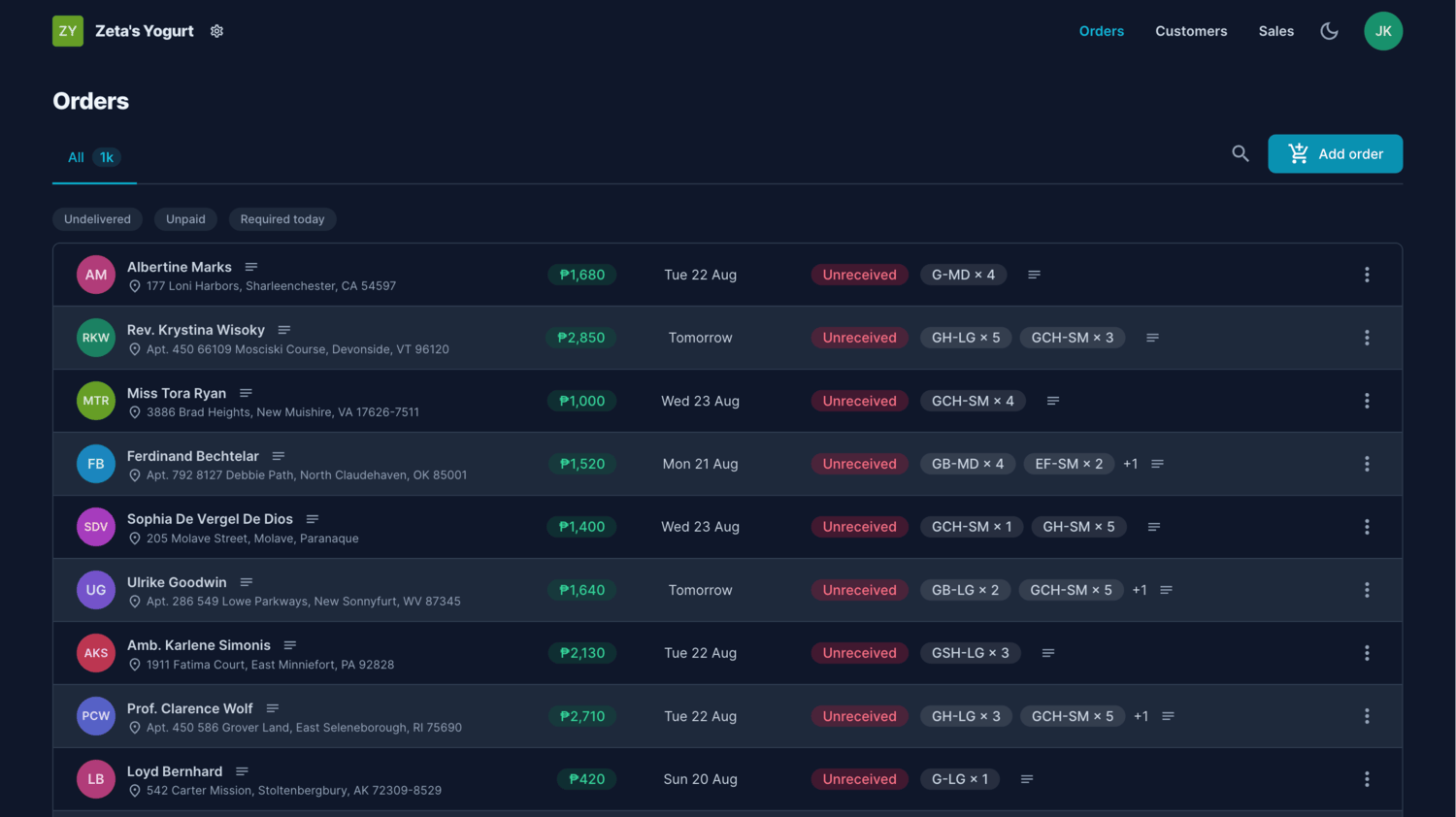 Easy order management