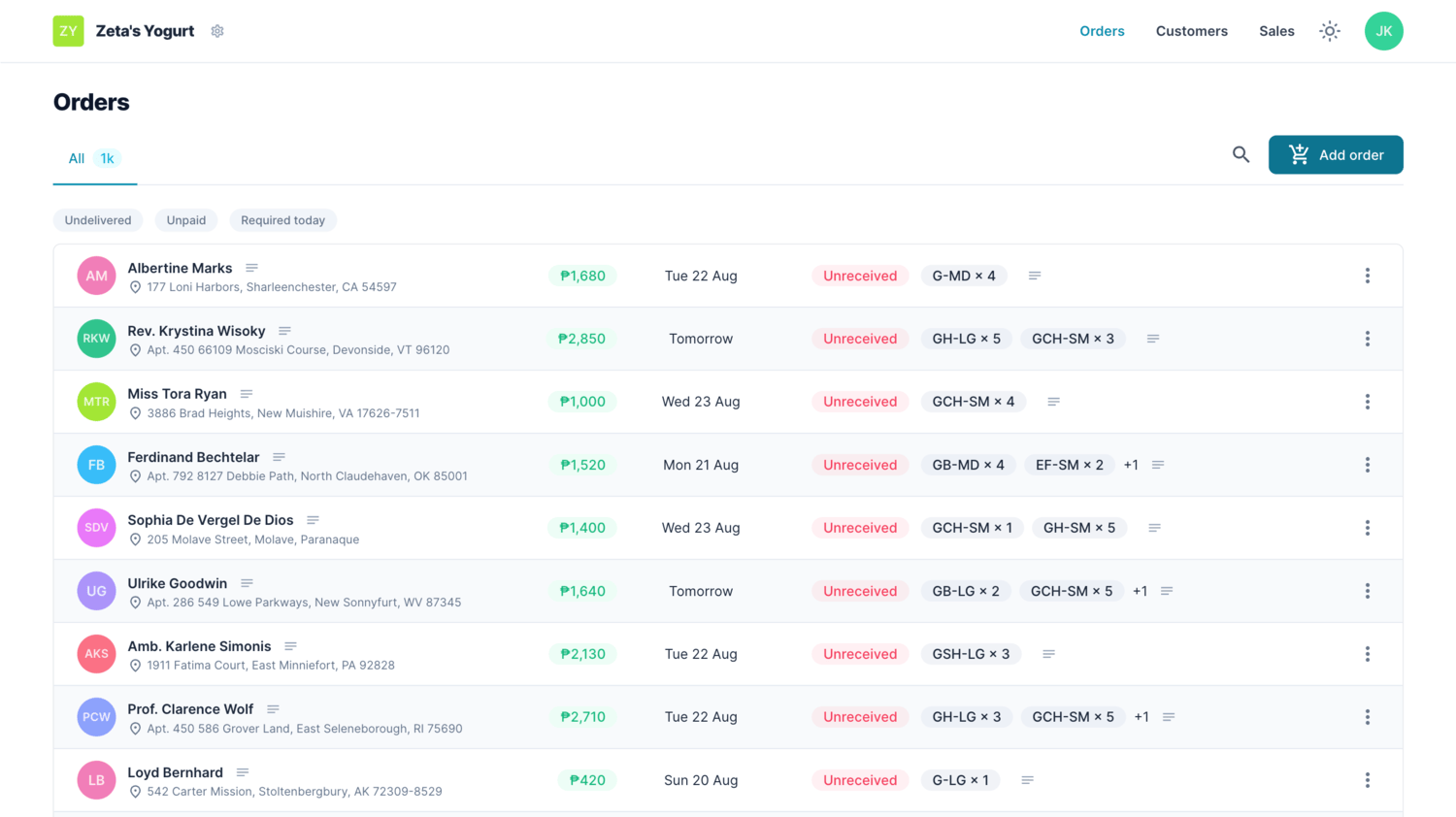 Easy order management